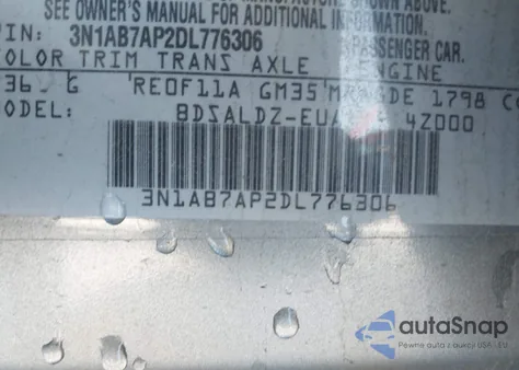 2013 Nissan Sentra Sv z USA, uszkodzony, nr VIN 3N1AB7AP2DL776306